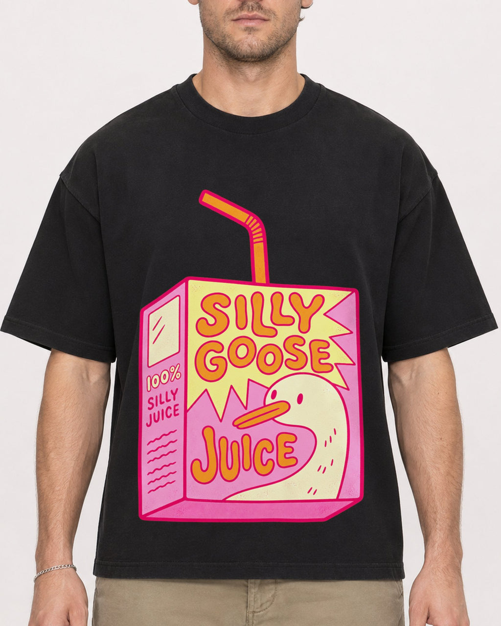 Mockup Boxy Heavyweight Tee Black male close-up 08