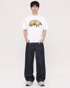 Mockup Boxy Heavyweight Tee White male full-body 01