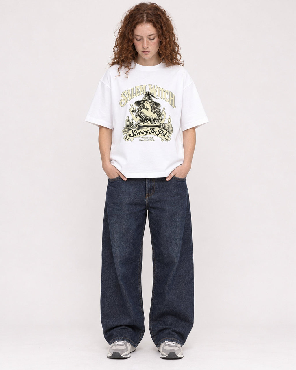 Mockup Boxy Heavyweight Tee White female full-body 09