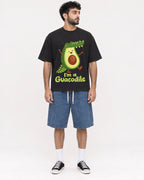 Mockup Boxy Heavyweight Tee Black male full-body 07