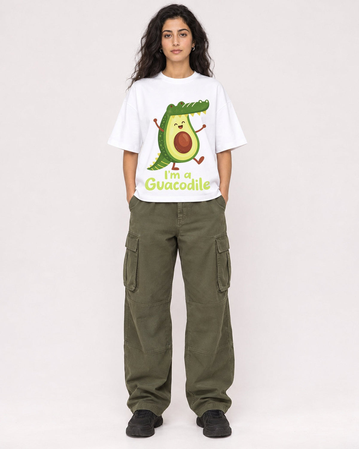 Mockup Boxy Heavyweight Tee White female full-body 07