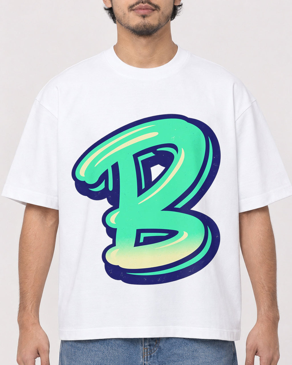 Mockup Boxy Heavyweight Tee White male close-up 02