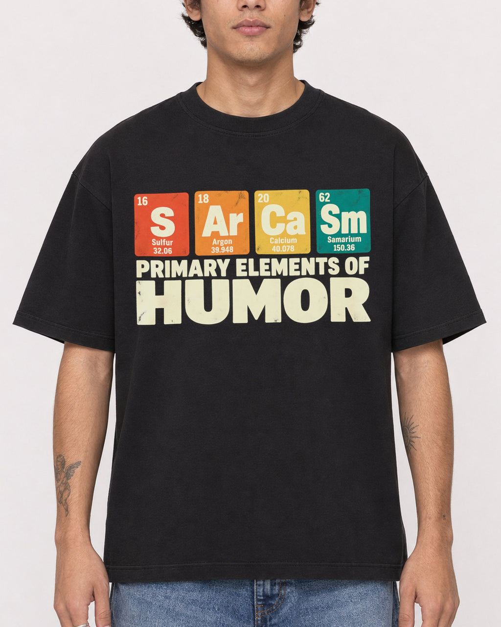 Mockup Boxy Heavyweight Tee Black male close-up 06