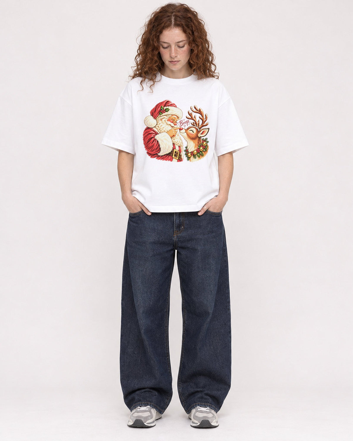 Mockup Boxy Heavyweight Tee White female full-body 09