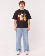 Mockup Boxy Heavyweight Tee Black male full-body 09