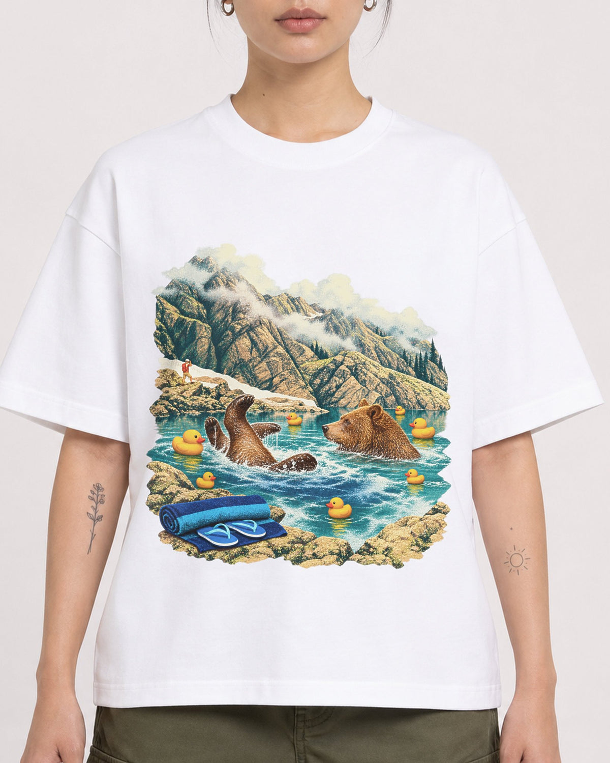 Mockup Boxy Heavyweight Tee White female close-up 12