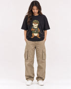 Mockup Boxy Heavyweight Tee Black female full-body 02