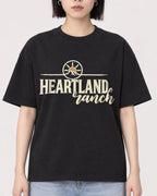 Mockup Boxy Heavyweight Tee Black female close-up 11