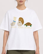 Mockup Boxy Heavyweight Tee White female close-up 12