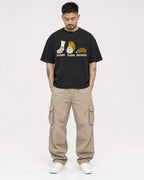 Mockup Boxy Heavyweight Tee Black male full-body 12