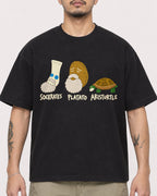 Mockup Boxy Heavyweight Tee Black male close-up 12