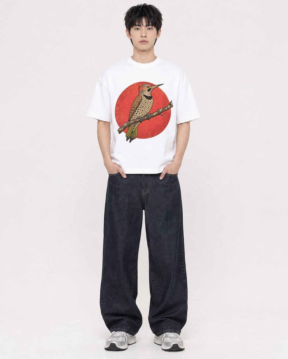 Mockup Boxy Heavyweight Tee White male full-body 01