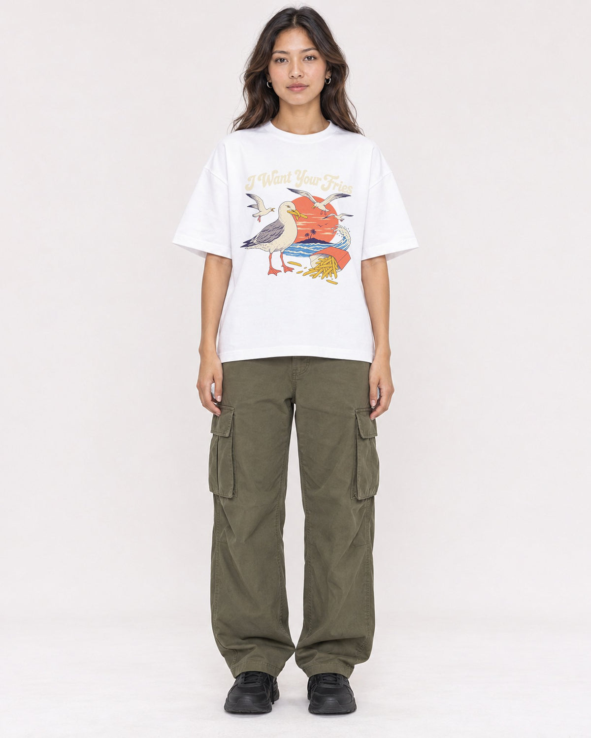 Mockup Boxy Heavyweight Tee White female full-body 02