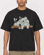 Mockup Boxy Heavyweight Tee Black male close-up 40