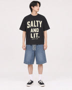 Mockup Boxy Heavyweight Tee Black male full-body 11