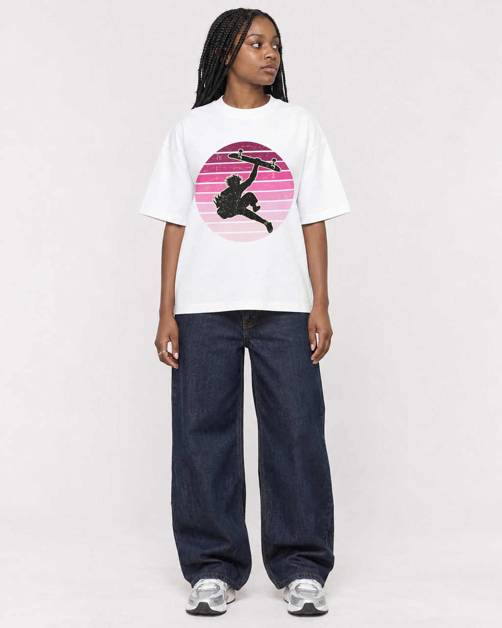 Mockup Boxy Heavyweight Tee White female full-body 04