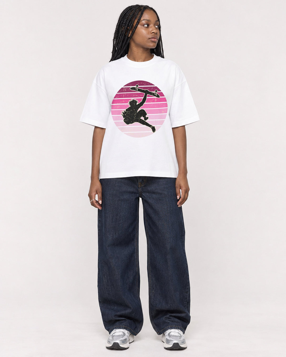Mockup Boxy Heavyweight Tee White female full-body 04