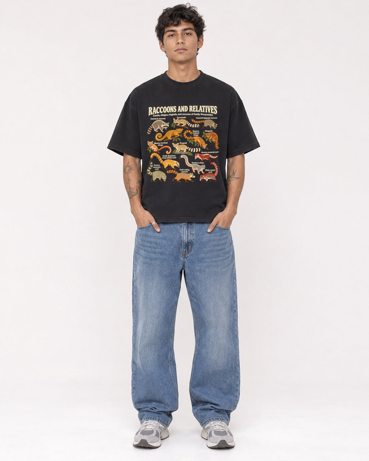 Mockup Boxy Heavyweight Tee Black male full-body 06