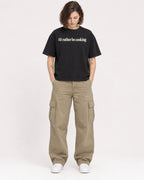 Mockup Boxy Heavyweight Tee Black female full-body 18