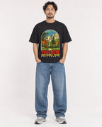 Mockup Boxy Heavyweight Tee Black male full-body 02