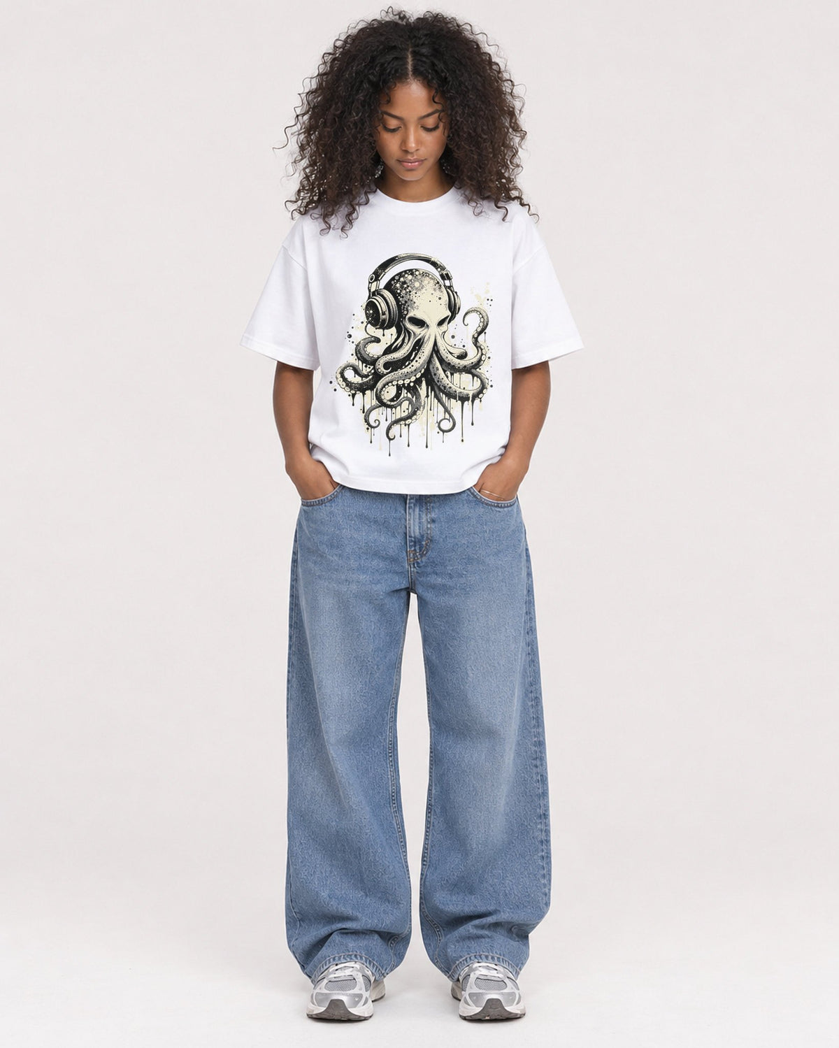 Mockup Boxy Heavyweight Tee White female full-body 05