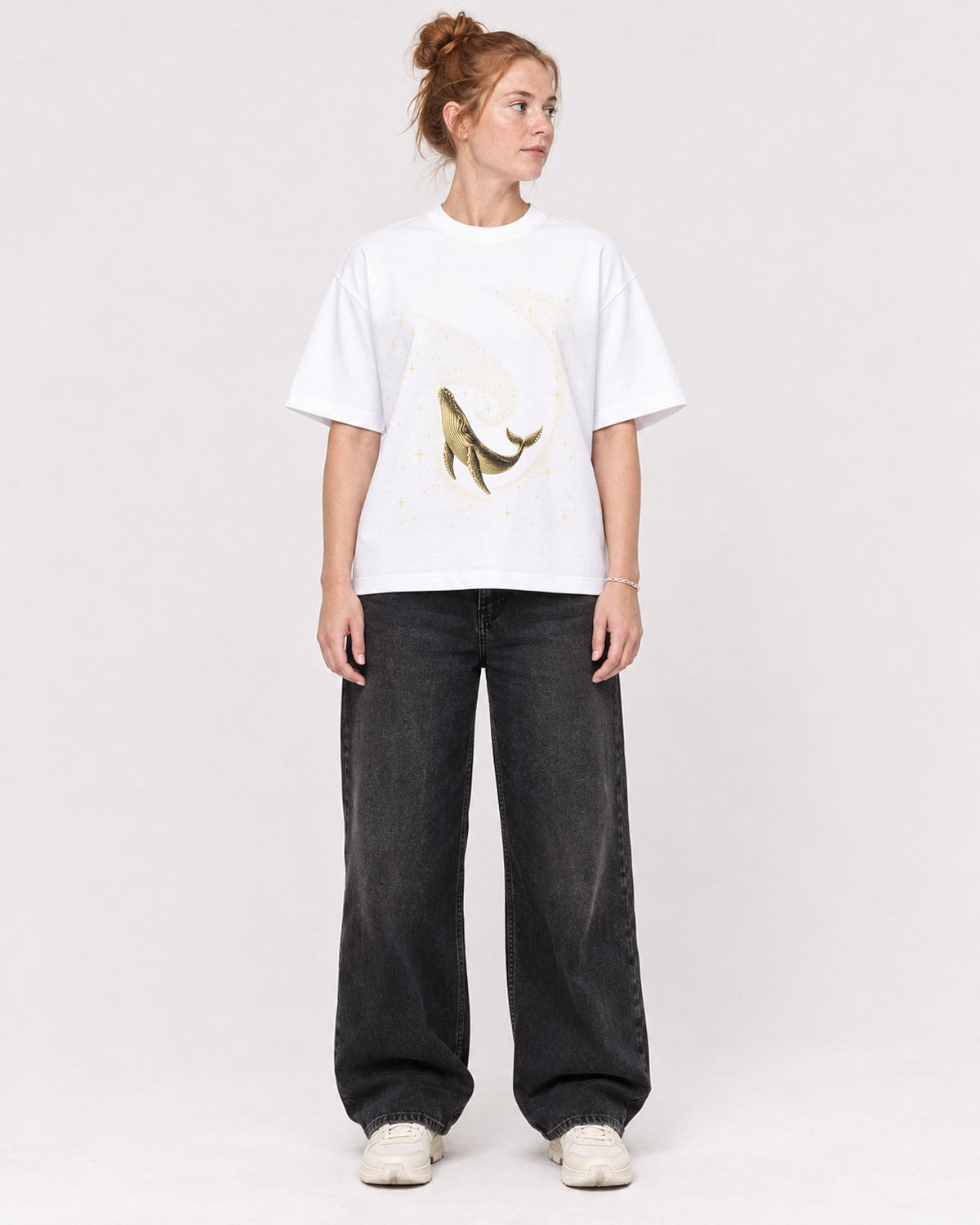 Mockup Boxy Heavyweight Tee White female full-body 28