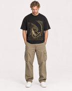 Mockup Boxy Heavyweight Tee Black male full-body 28