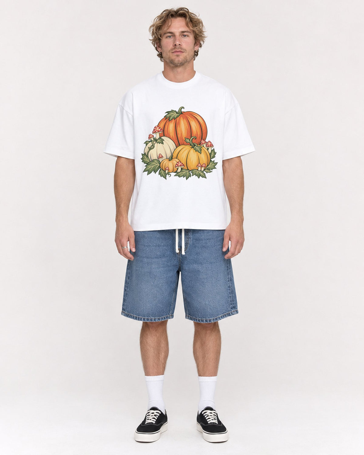 Mockup Boxy Heavyweight Tee White male full-body 28