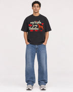 Mockup Boxy Heavyweight Tee Black male full-body 10