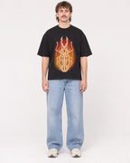 Mockup Boxy Heavyweight Tee Black male full-body 29