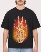 Mockup Boxy Heavyweight Tee Black male close-up 29
