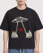 Mockup Boxy Heavyweight Tee Black male close-up 43
