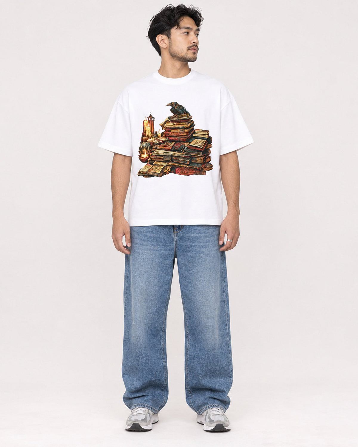 Mockup Boxy Heavyweight Tee White male full-body 02