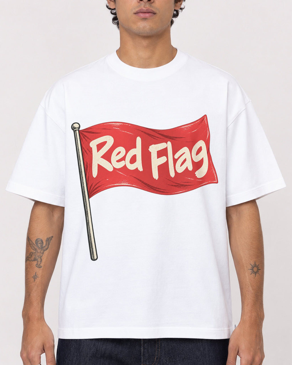 Mockup Boxy Heavyweight Tee White male close-up 06