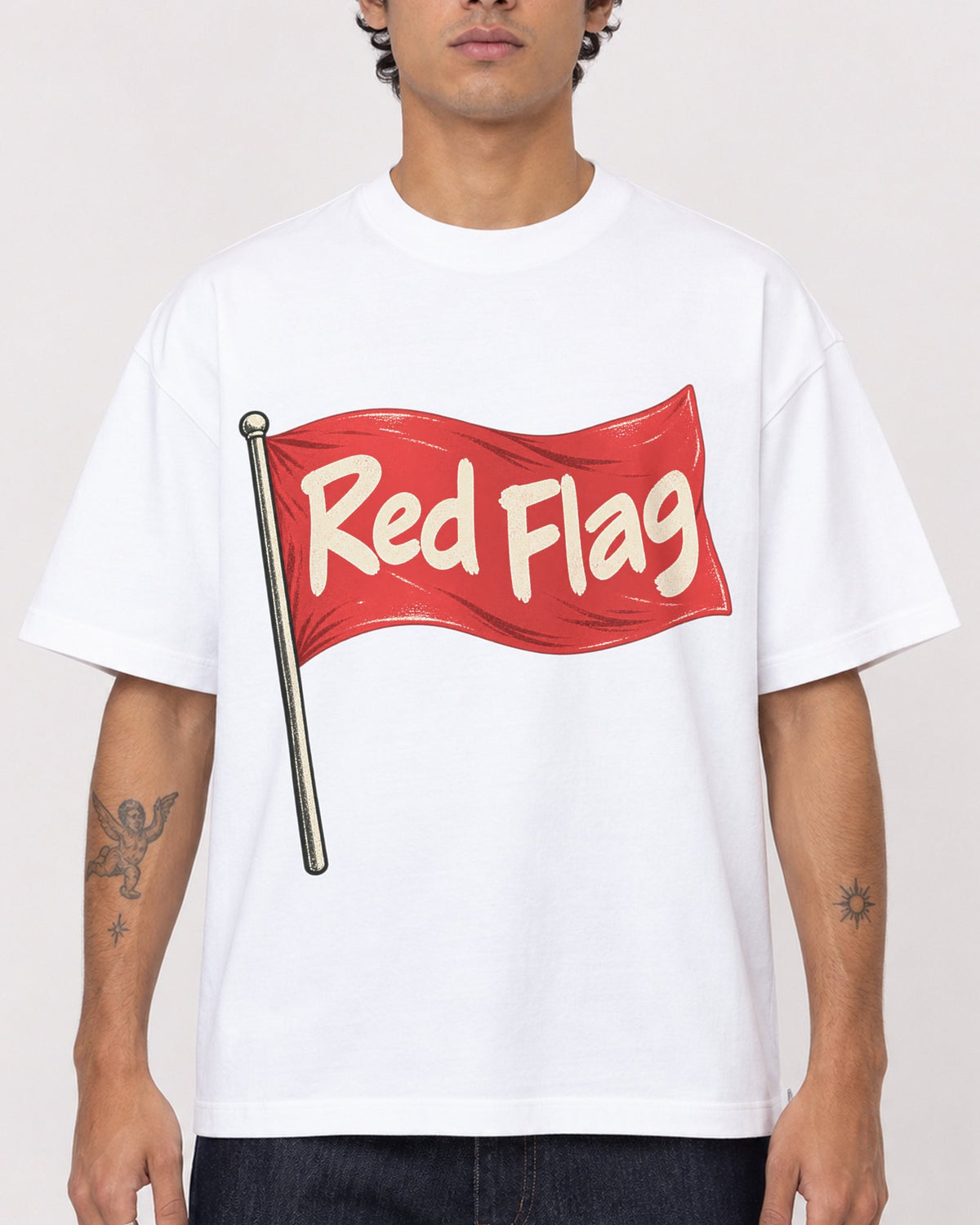 Mockup Boxy Heavyweight Tee White male close-up 06