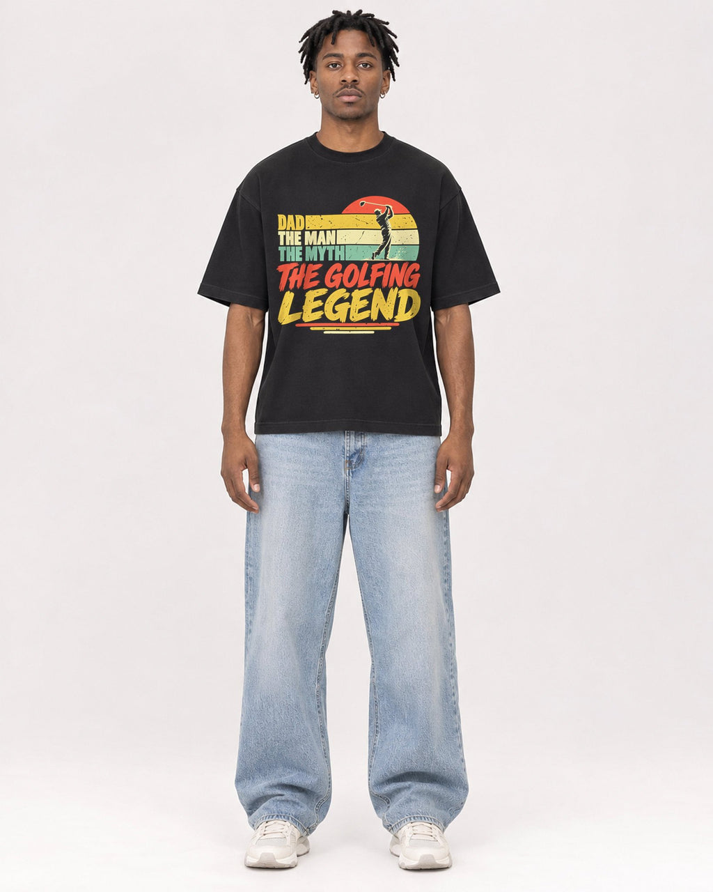 Mockup Boxy Heavyweight Tee Black male full-body 05