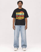 Mockup Boxy Heavyweight Tee Black male full-body 05