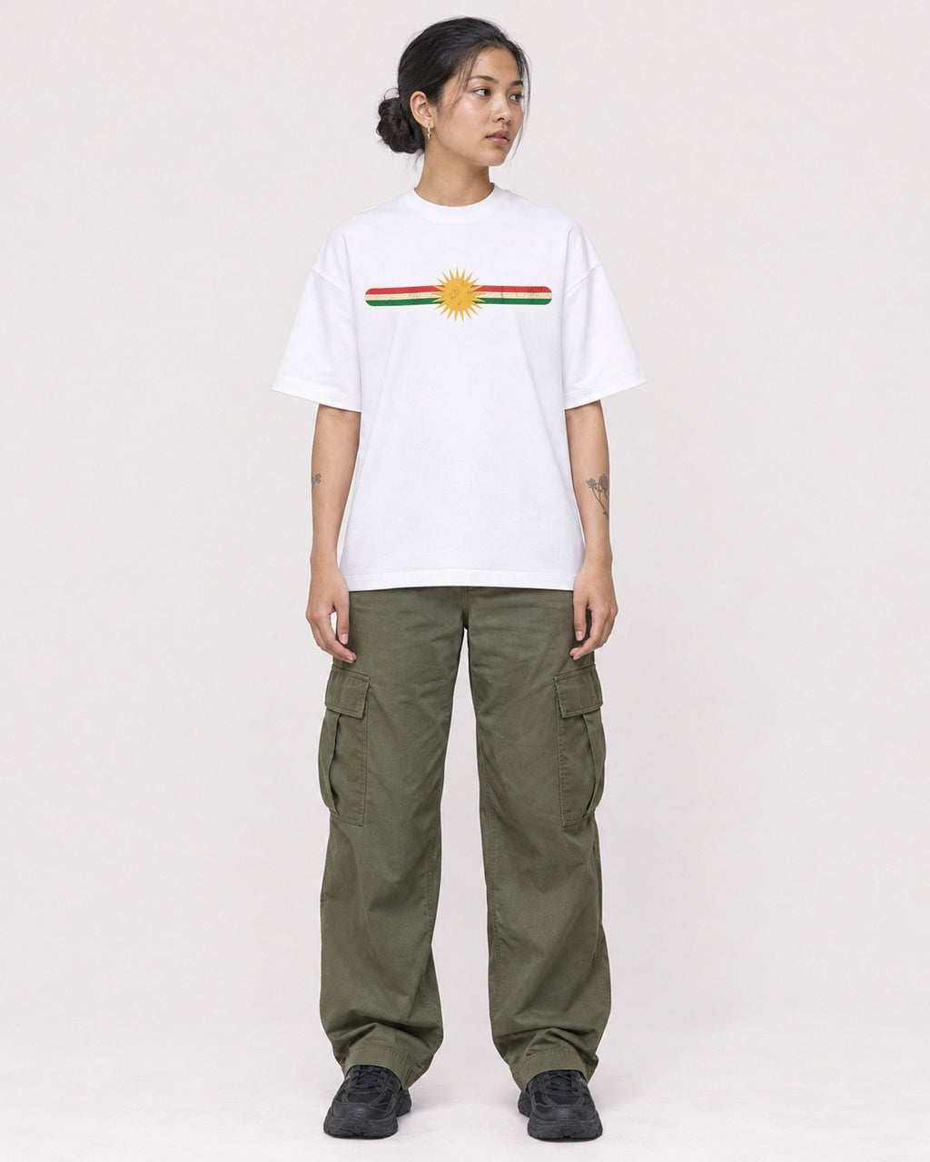 Mockup Boxy Heavyweight Tee White female full-body 12