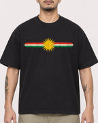 Mockup Boxy Heavyweight Tee Black male close-up 12