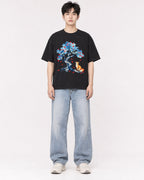 Mockup Boxy Heavyweight Tee Black male full-body 01