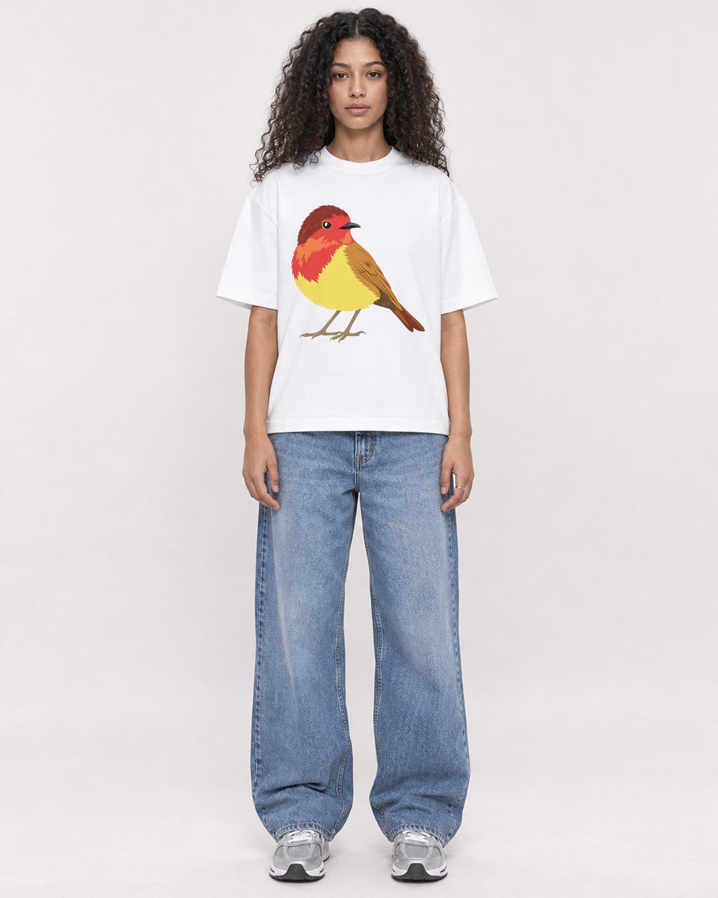 Mockup Boxy Heavyweight Tee White female full-body 10