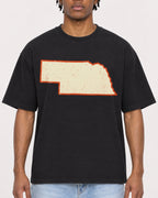 Mockup Boxy Heavyweight Tee Black male close-up 05