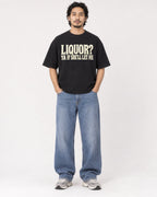 Mockup Boxy Heavyweight Tee Black male full-body 22