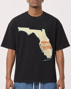 Mockup Boxy Heavyweight Tee Black male close-up 15
