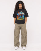 Mockup Boxy Heavyweight Tee Black female full-body 10