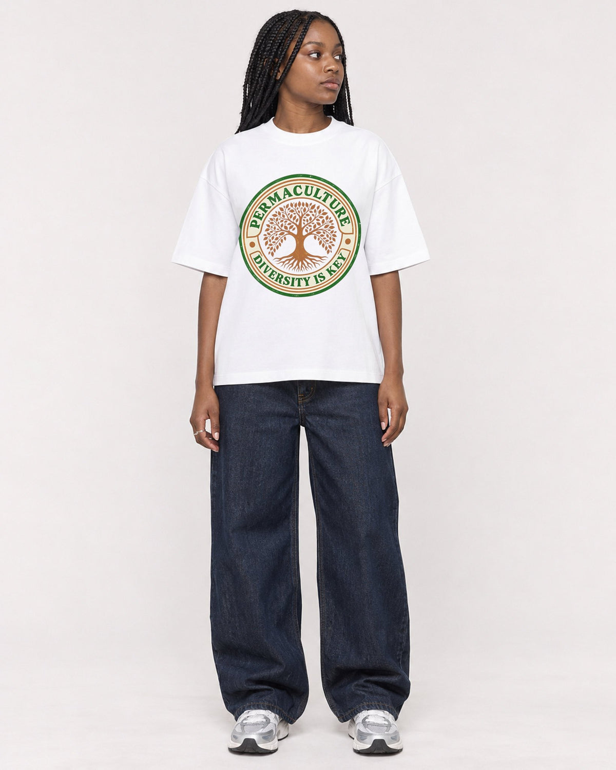 Mockup Boxy Heavyweight Tee White female full-body 04