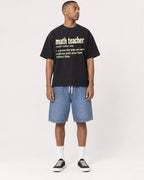 Mockup Boxy Heavyweight Tee Black male full-body 35