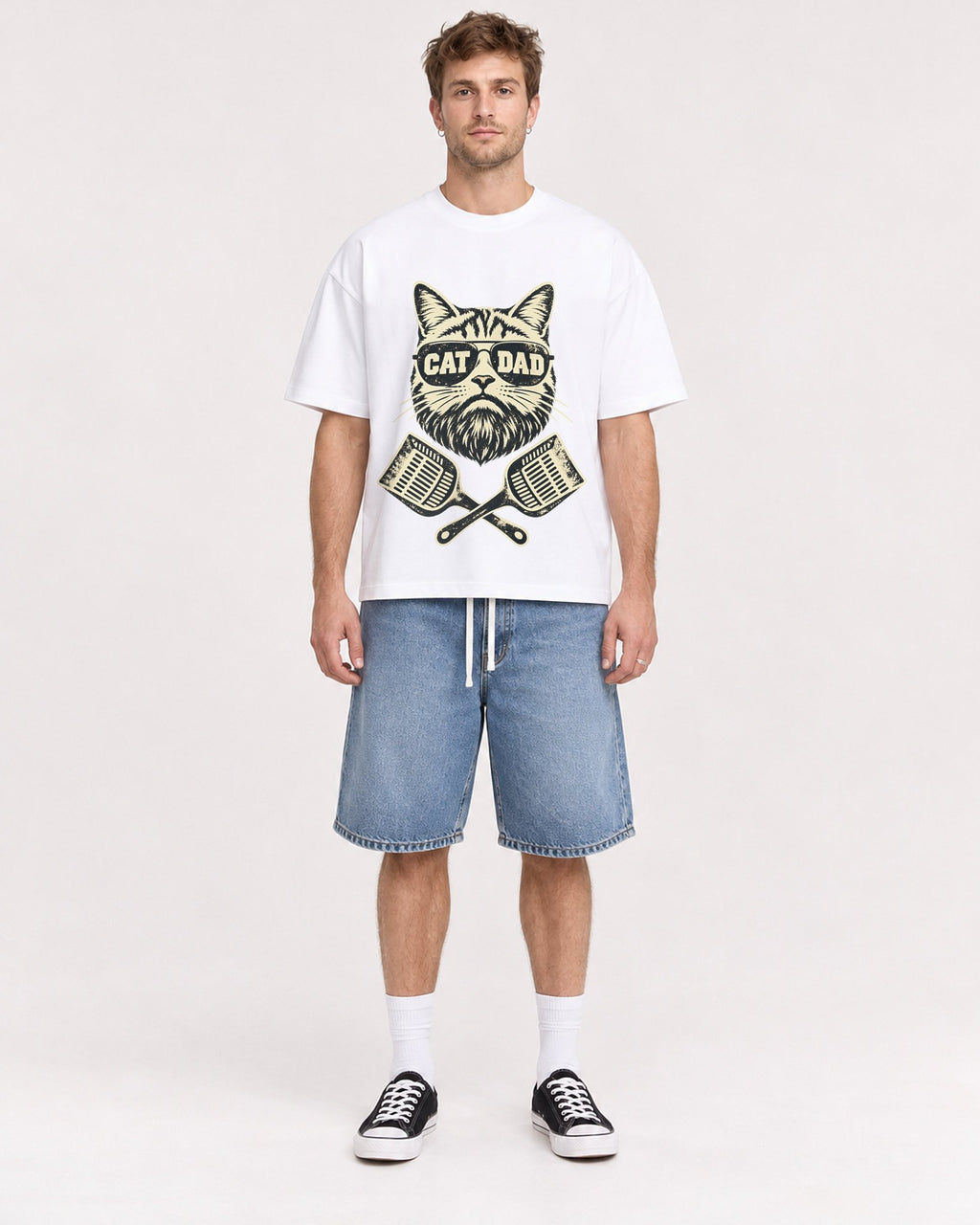 Mockup Boxy Heavyweight Tee White male full-body 08