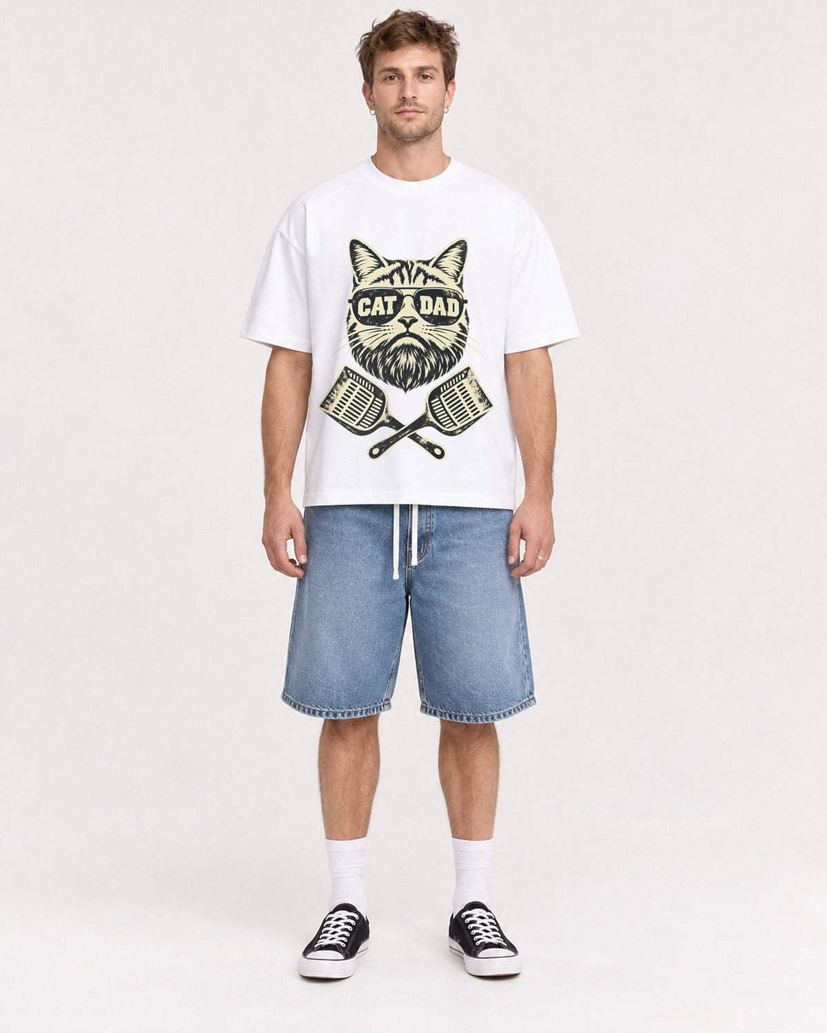 Mockup Boxy Heavyweight Tee White male full-body 08