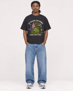 Mockup Boxy Heavyweight Tee Black male full-body 34